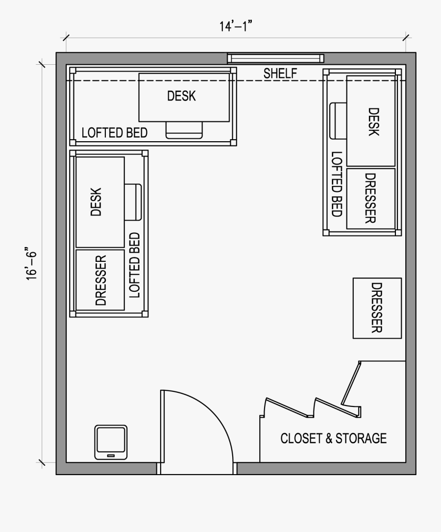 Vector Clipart Furniture Floor Plan - Study Room Floor Plan, Transparent Clipart