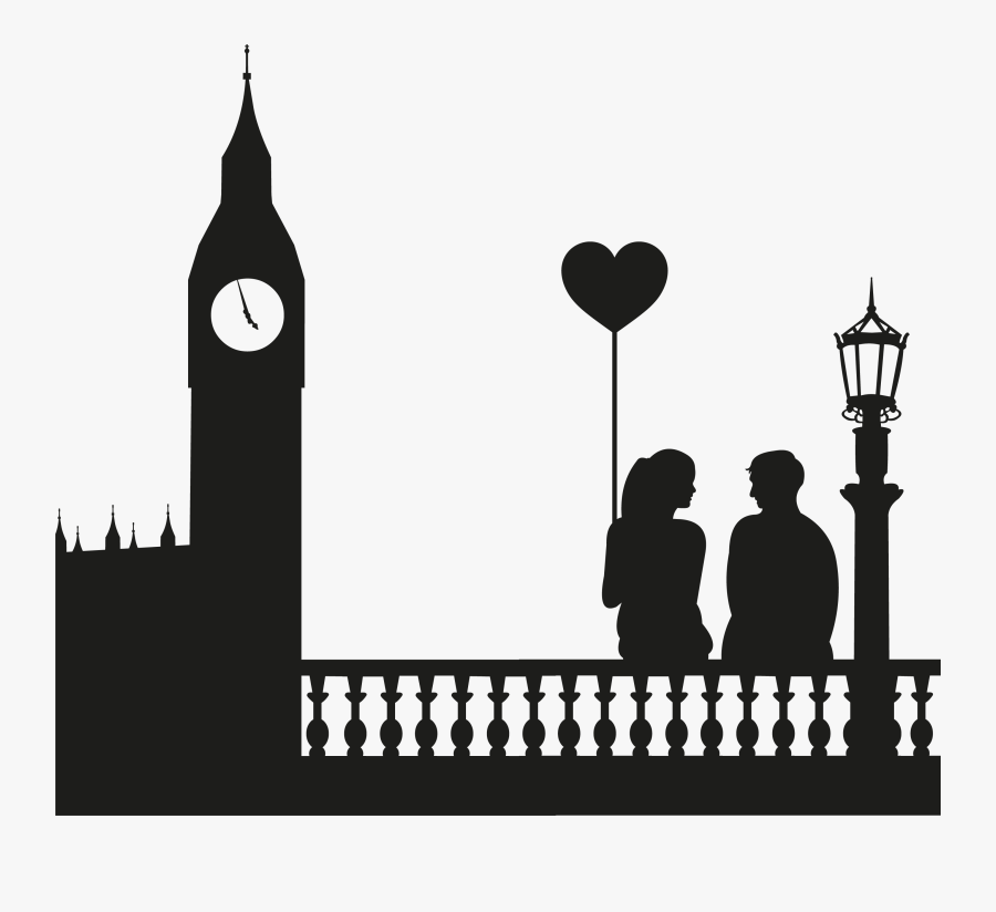 Clip Art Big Ben Silhouette Clip Art - Love Silhouette London, Transparent Clipart