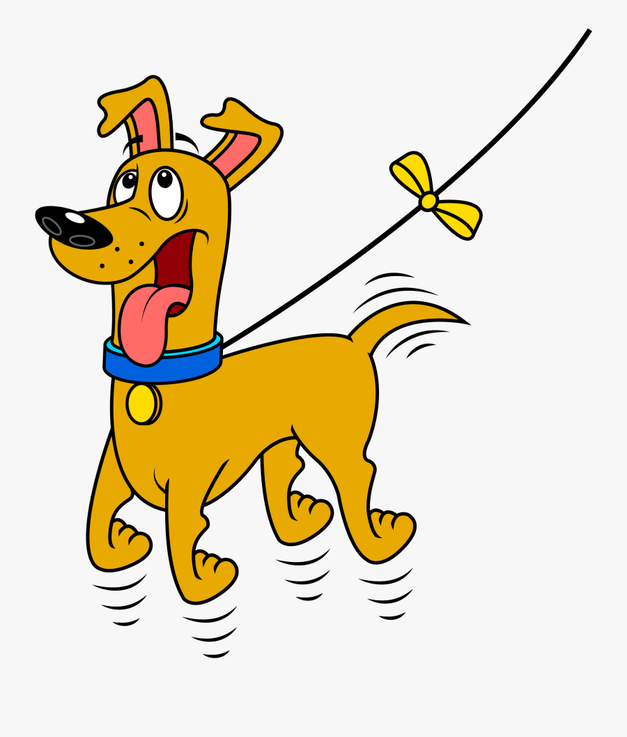 Transparent Dog On Leash Clipart - Yellow Ribbon On Dog, Transparent Clipart