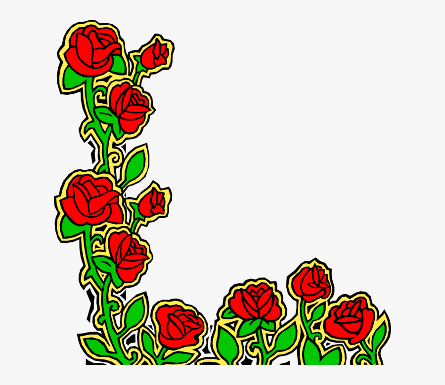 Vector Illustration Of Red Rose Garden Flowers Design - Portable Network Graphics, Transparent Clipart