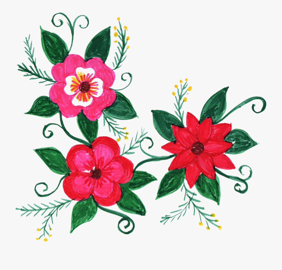 Ribbon Flower Corner Design - Corner Design Of Flowers, Transparent Clipart