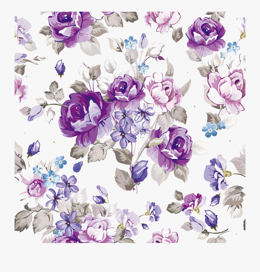 Clip Art Purple Floral Pattern - Purple Watercolor Flowers Vector, Transparent Clipart
