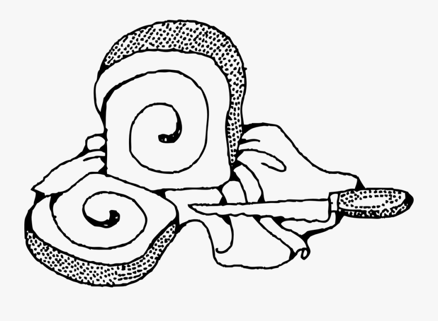 Bread, Cinnamon, Swirl, Sweet, Sliced, Knife, Slice - Bread Rolls Label Clipart Outline Free, Transparent Clipart