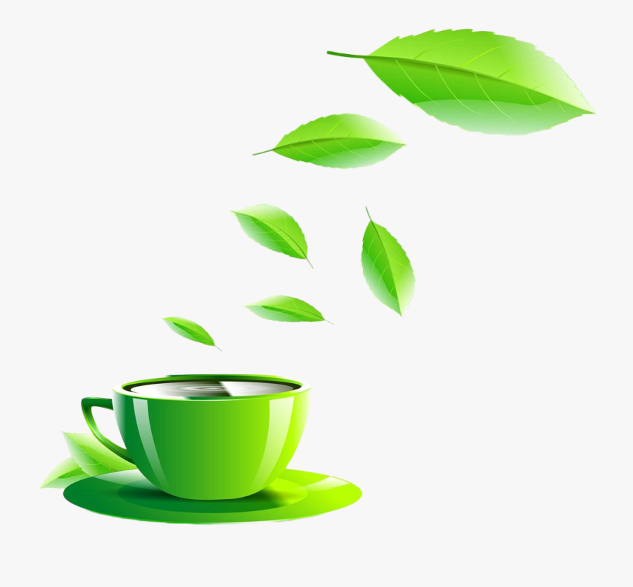 Green Tea Coffee Cup - Green Tea Leaf Cup, Transparent Clipart