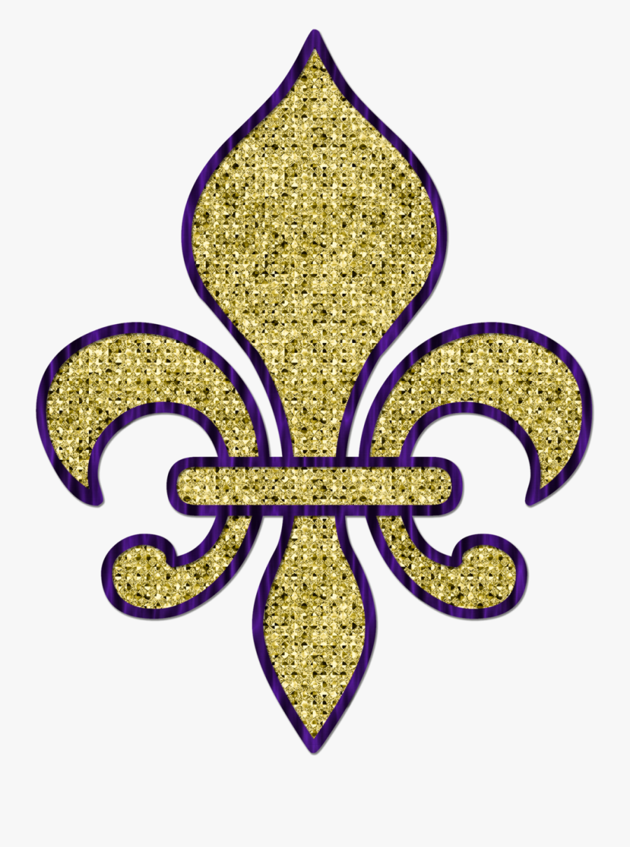 Golden Sequin/glitter Texture Fleur Design 1 By Redheadfalcon - Louisiana Mardi Gras Symbols, Transparent Clipart
