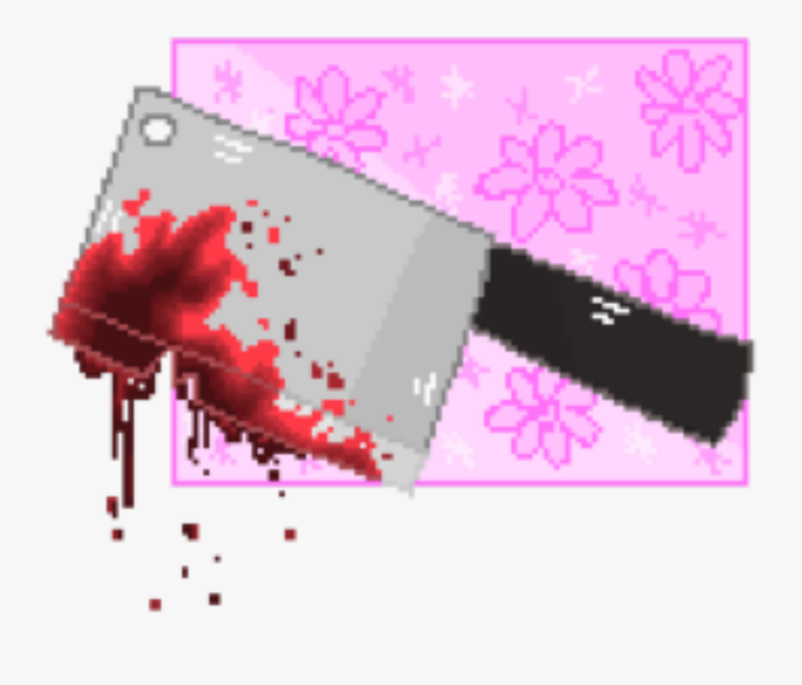 #guro #knife #horror #blood #pink #knife #butcher #butcherknife - Graphic Design, Transparent Clipart