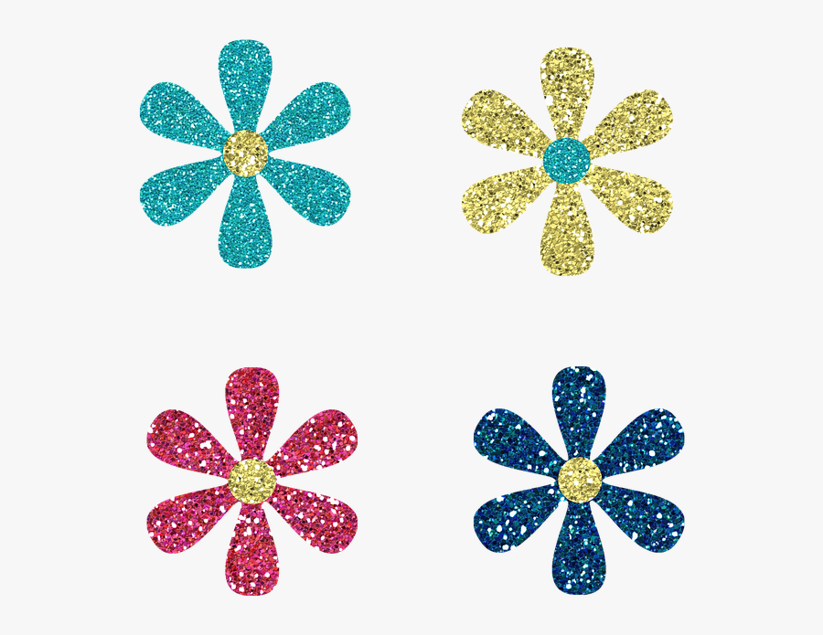Glitter Clipart Colorful - Flower Design For Scrapbook, Transparent Clipart