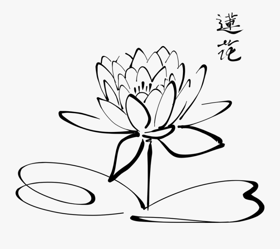 Lotus Calligraphy Clipart - Flowers Outline, Transparent Clipart