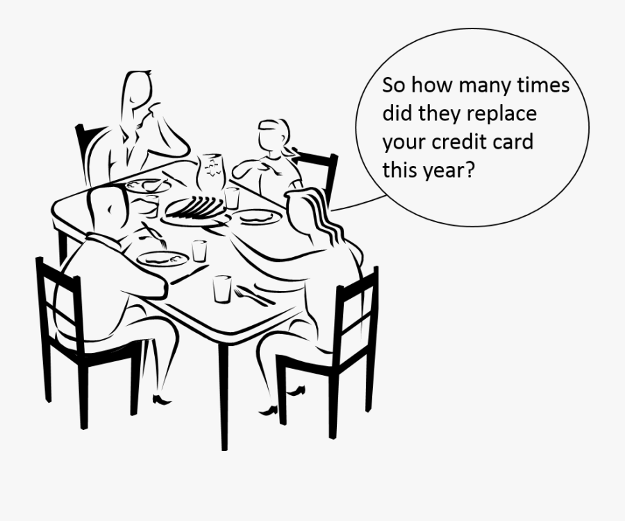 Talking Data Security - Family At Dinner Table Drawing, Transparent Clipart