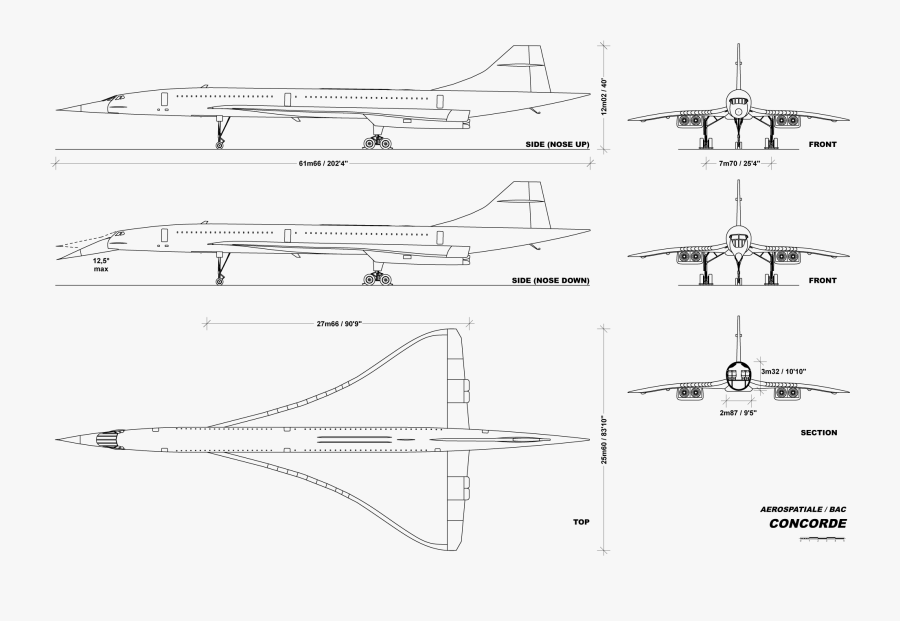 Plane Clipart C130 - Dessin Concorde, Transparent Clipart