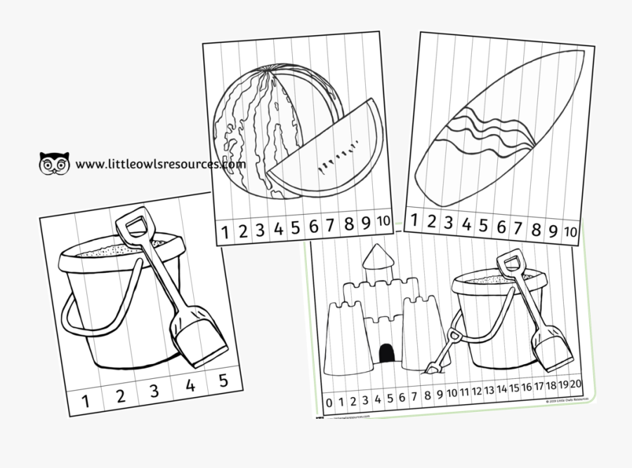 Summer Number Slice Puzzle Activities/games - Sketch, Transparent Clipart