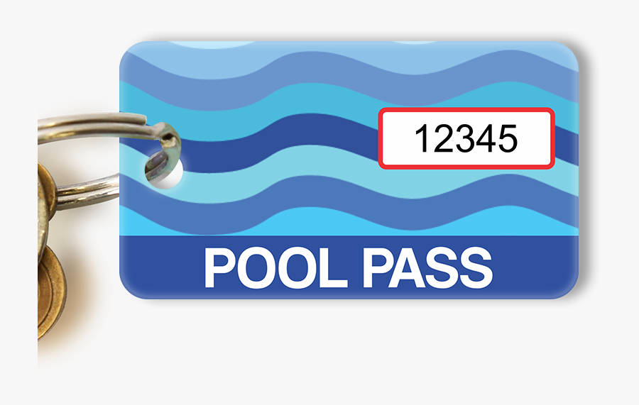 Pool Pass Blue Water Waves Tag, Rectangular Shape - Free Pool Pass, Transparent Clipart