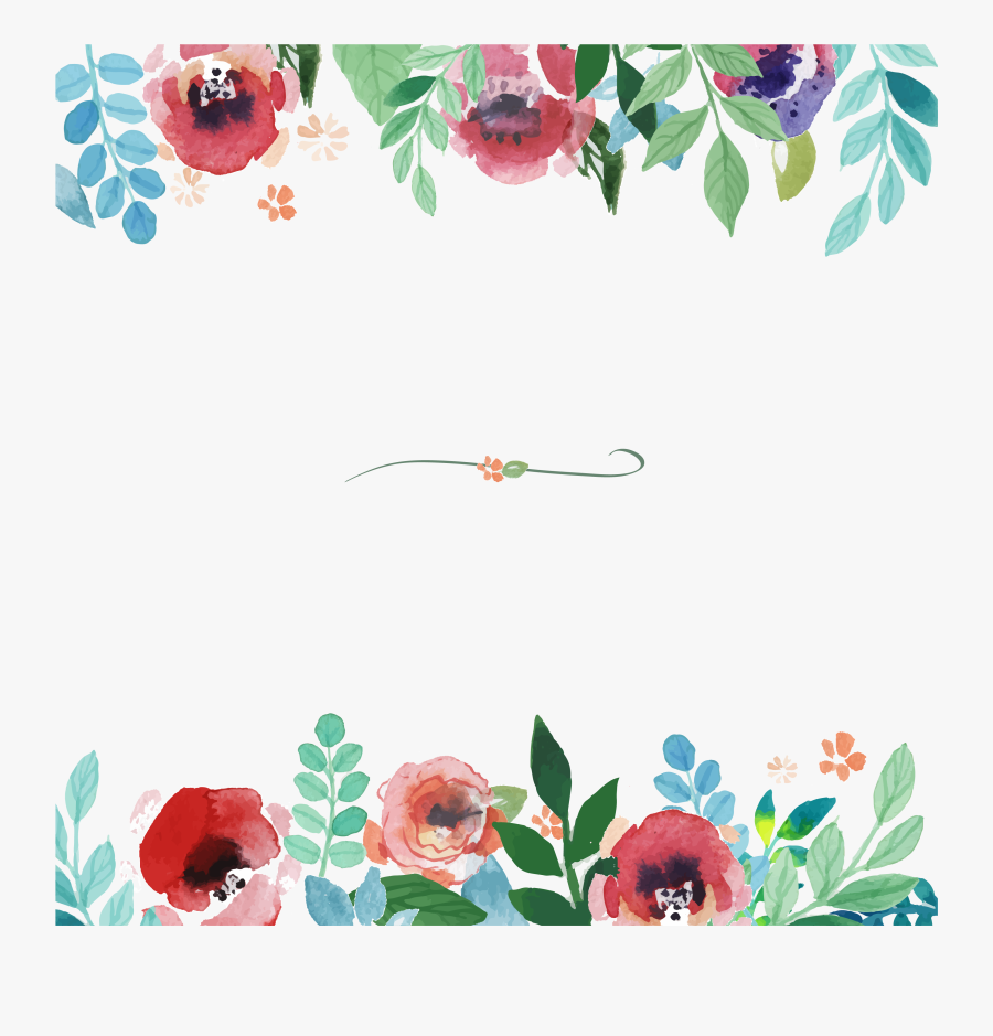 Flower Watercolor Painting Pattern - Watercolor Floral Border Vector, Transparent Clipart