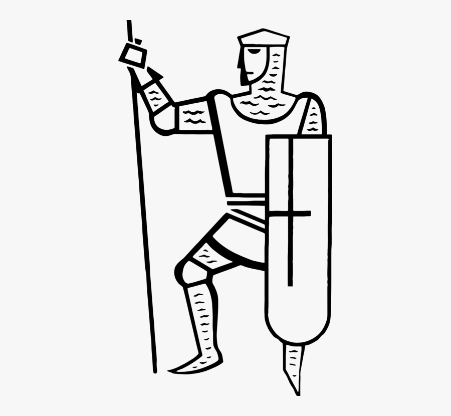 Standing,line Art,recreation - Knight Clipart Black And White, Transparent Clipart