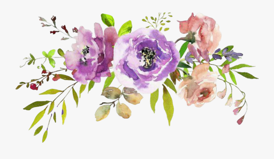 Transparent Watercolor Floral Clipart - Purple Watercolor Flowers Png, Transparent Clipart