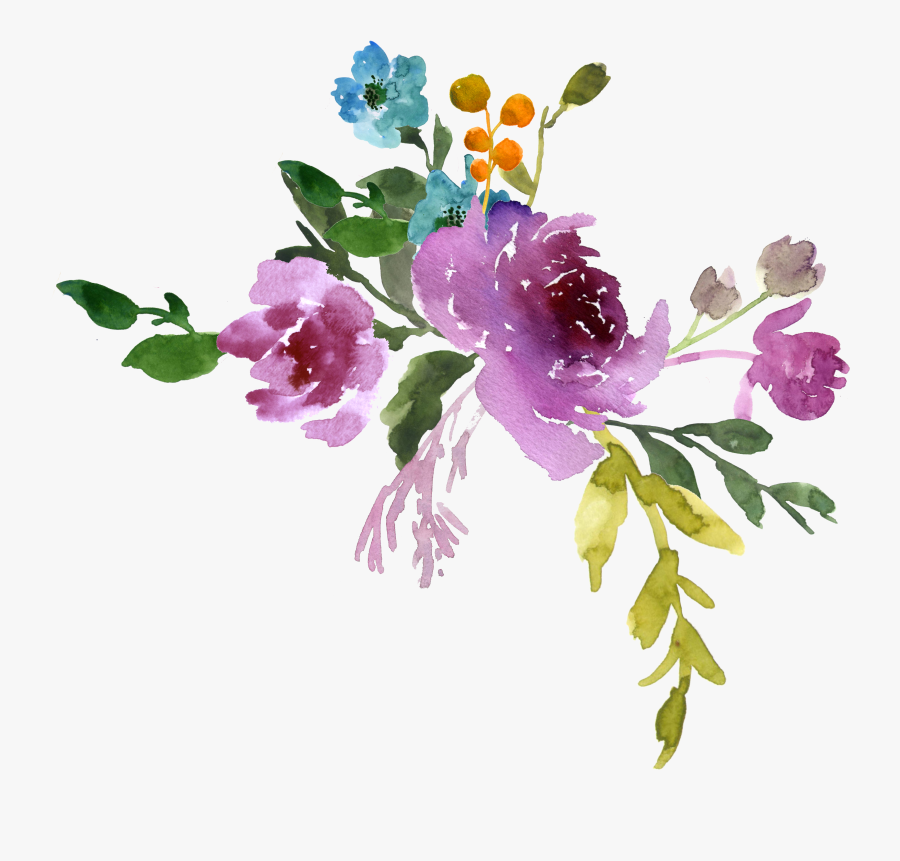 Watercolor Flowers Blue Png - Purple Watercolor Flowers Png, Transparent Clipart