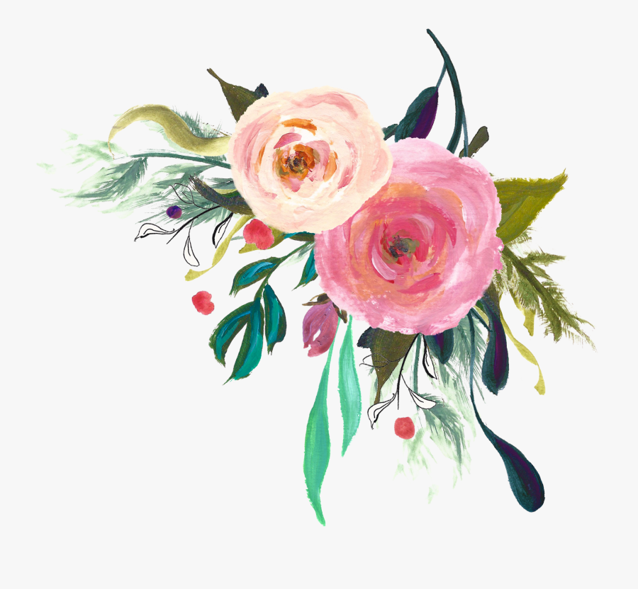 Corner Transparent Watercolor Floral - Watercolor Flower Corner Border Png, Transparent Clipart