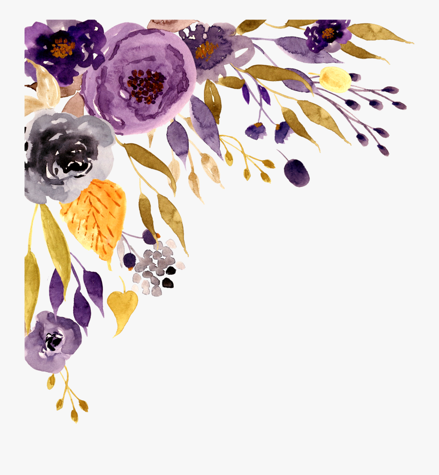 Purple Watercolor Flower Png, Transparent Png - Watercolour Flowers Wedding Invitations, Transparent Clipart