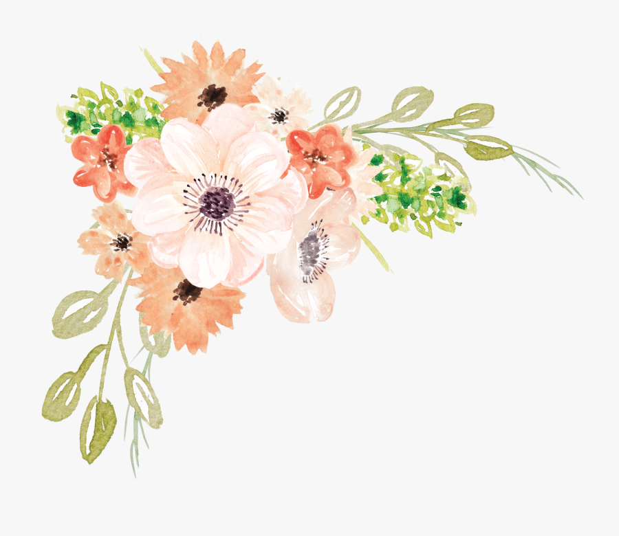 Watercolor Painting Flower - Transparent Background Watercolor Floral Bouquet Clipart, Transparent Clipart