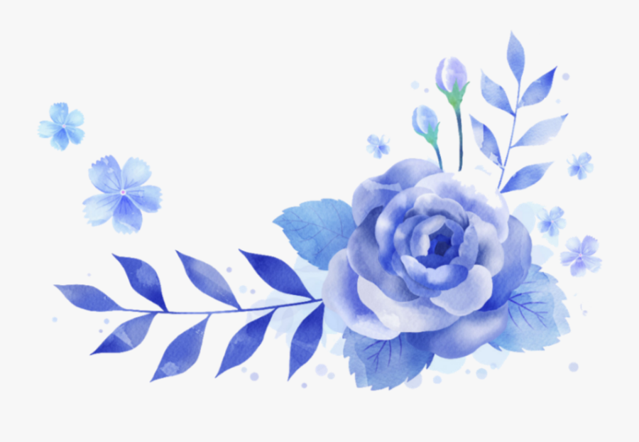 #ftestickers #border #corner #watercolor #flowers #blue - Blue Flowers Transparent Background, Transparent Clipart
