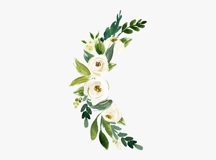 Crescent Watercolor Flowers Temporary Tattoo, Transparent Clipart