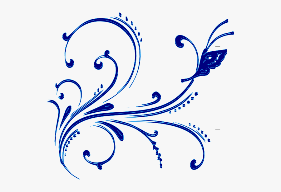 Blue Buttterfly Flourish Svg Clip Arts - Pink Flower Design Png, Transparent Clipart
