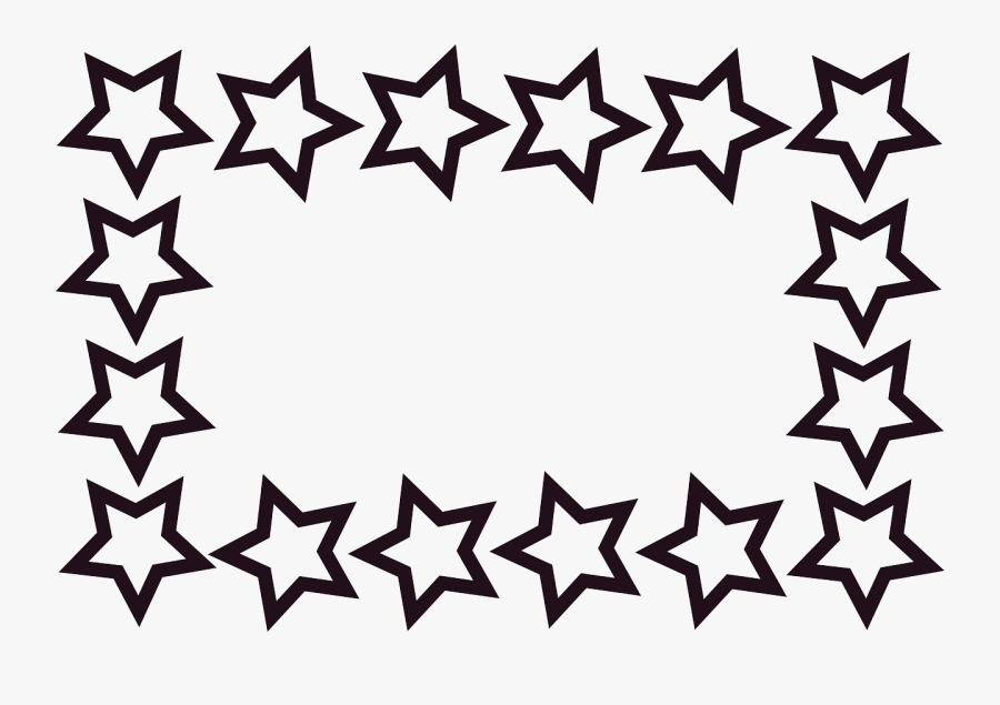 Rectangle Stars Frame Border Transparent Image Also - Star Border Black And White Clipart, Transparent Clipart