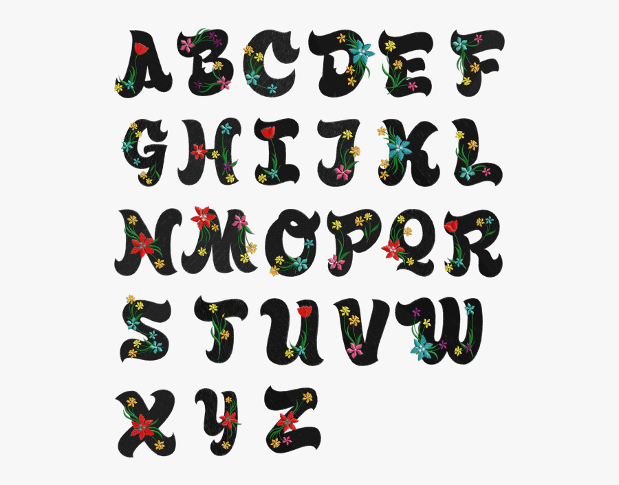 Clip Art Freestyle Alphabet On Letters - Alphabet Letters Floral Designs, Transparent Clipart