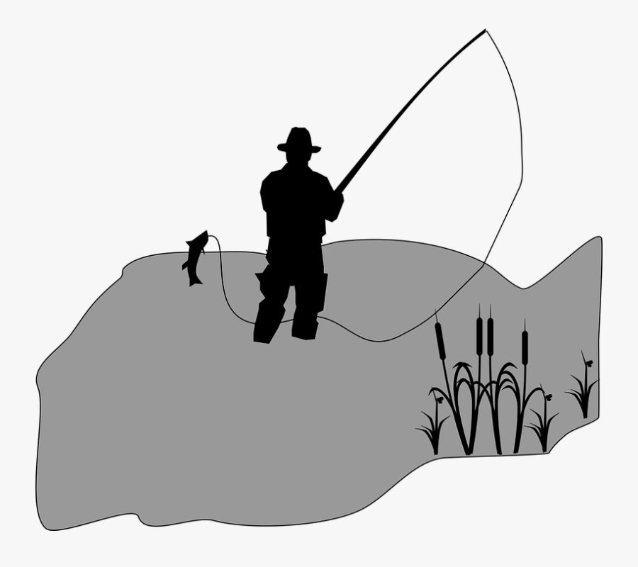 Cattail, Fish, Fisherman, Fishing, Sedge, Silhouette - Emot Mancing Png, Transparent Clipart