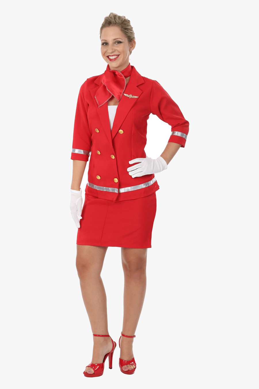 Stewardess Png - Red Uniform Air Hostess, Transparent Clipart