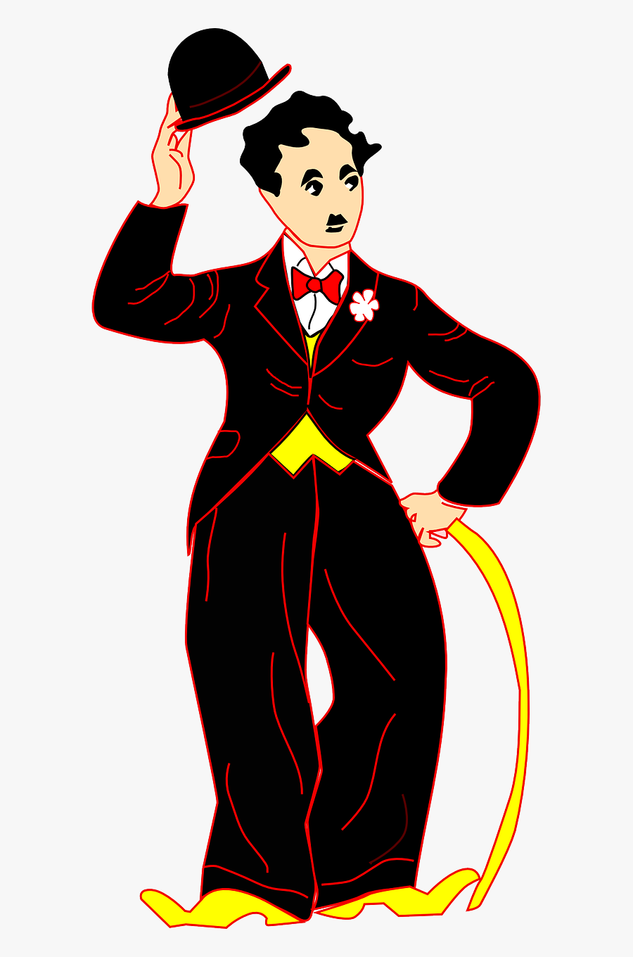Chaplin With Hat - Charlie Chaplin Cartoon Vector, Transparent Clipart