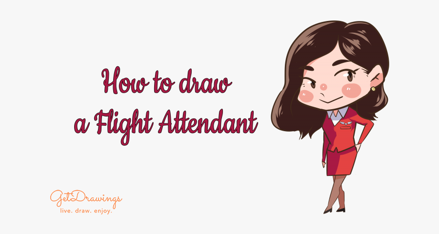How To Draw A Flight Attendant - Cartoon, Transparent Clipart
