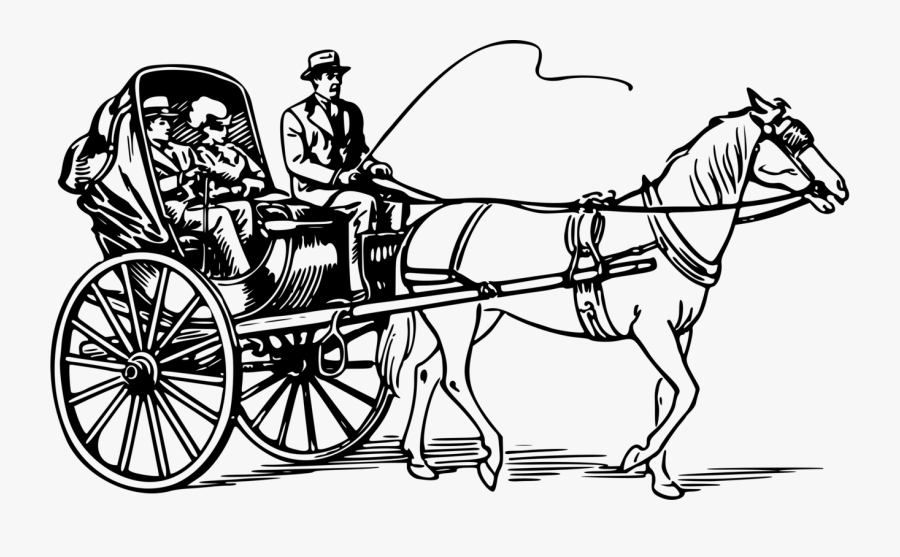 Chariot,art,horse Tack - Kalesa Black And White, Transparent Clipart