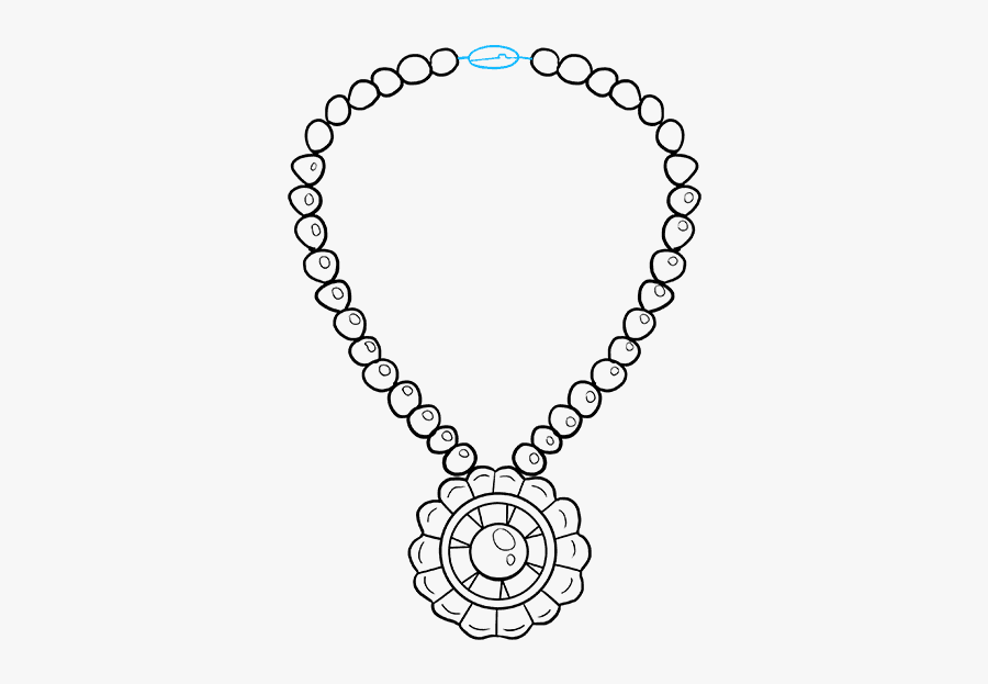 Necklace Black And White Lineart - Drawing Of A Necklace, Transparent Clipart