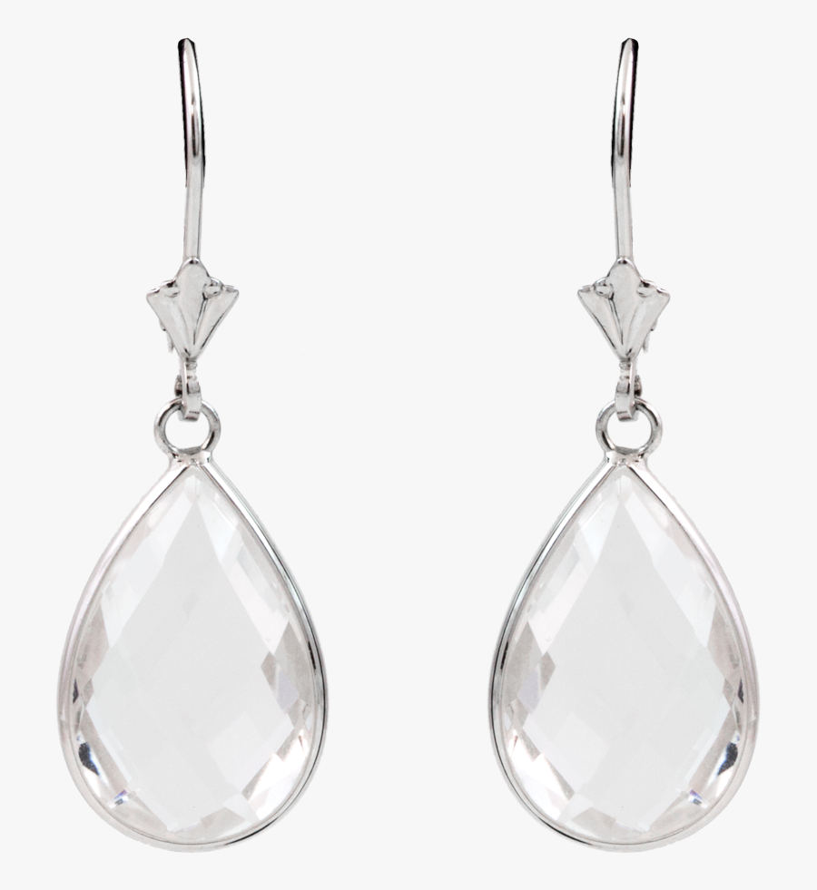 White Quartz Teardrop Earrings 14k White Gold - 14k White Gold Tear Drop Earrings, Transparent Clipart