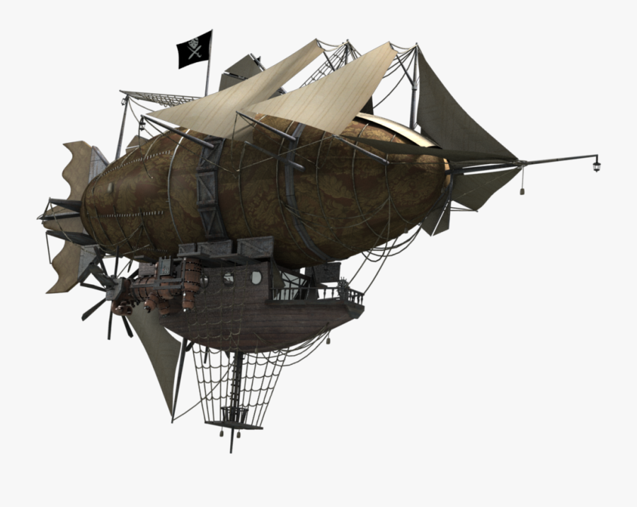Steampunk Flying Ship Png, Transparent Clipart