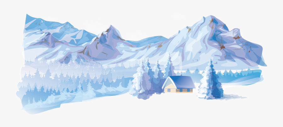 Transparent Snow Mountain Png - Winter Landscape Illustration Winter, Transparent Clipart