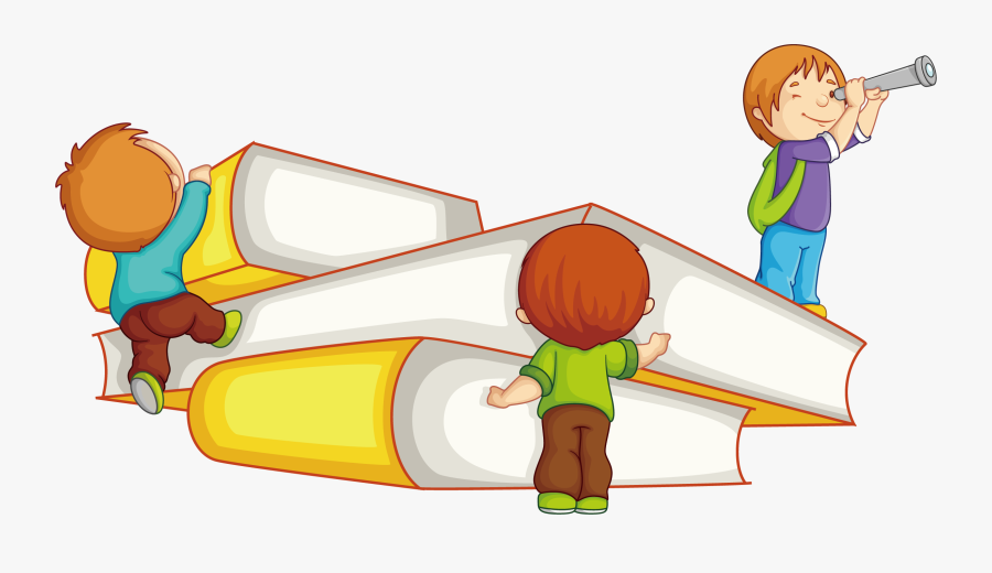 Poster Study Material Textbook Cartoon Book Illustration - Kid Climbing Books, Transparent Clipart