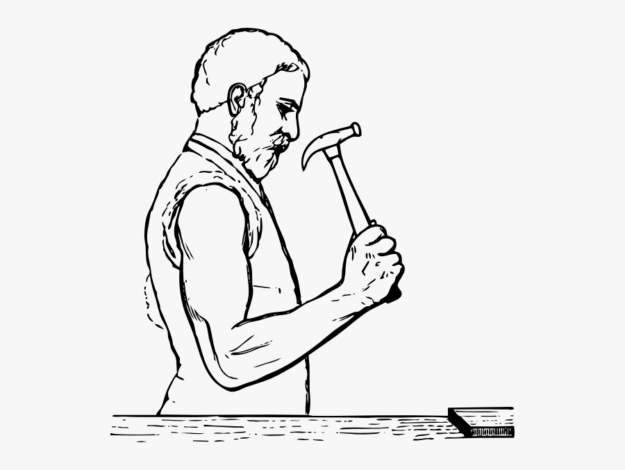 Johnny Automatic Elbow Position For Hammering Svg Clip - Hammering Coloring Page, Transparent Clipart
