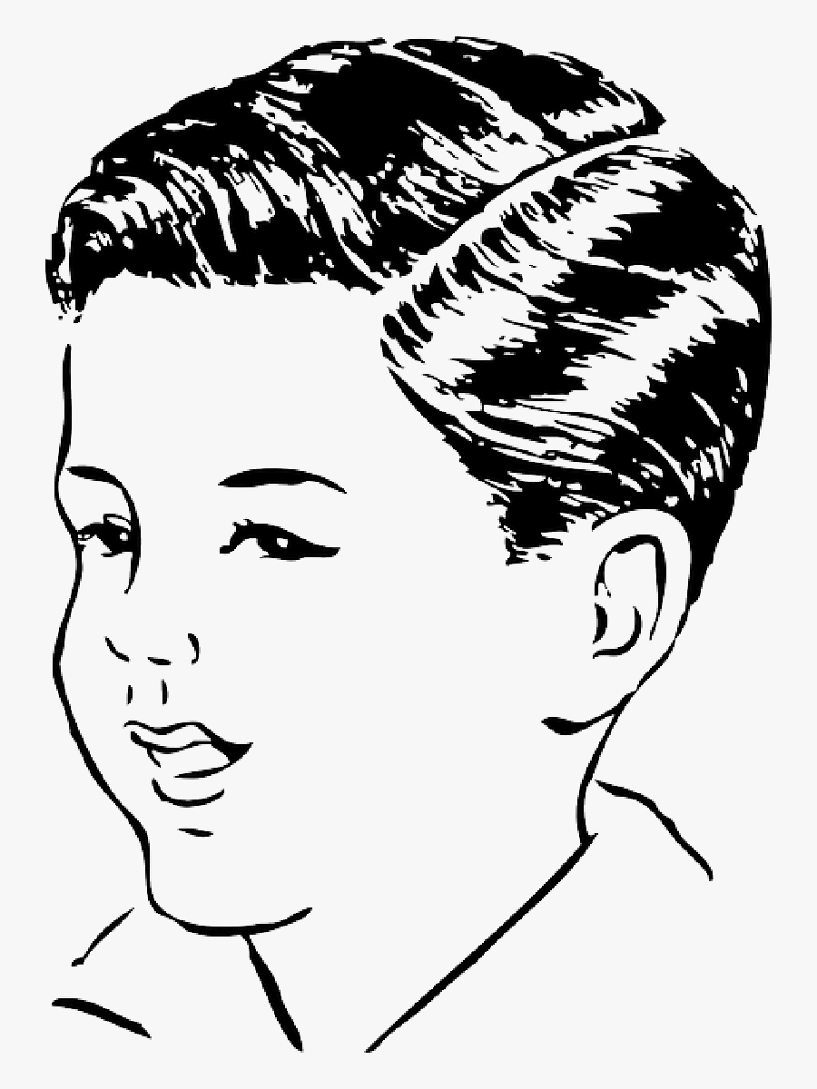 Part, Hair, Men, Medium, Side, Automatic, Haircut - Boy Hair Clip Art Black And White, Transparent Clipart