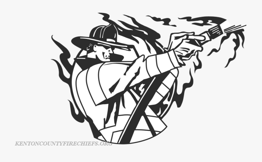 911 Drawing Firefighter - Firefighter Black And White Sketches, Transparent Clipart