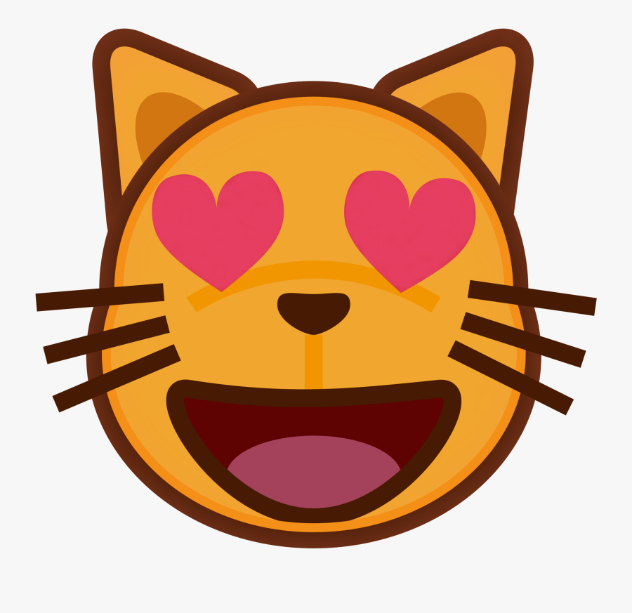 Filepeo Smiling Cat Face With Heart Shaped Eyes - Cat Open Mouth Clipart, Transparent Clipart