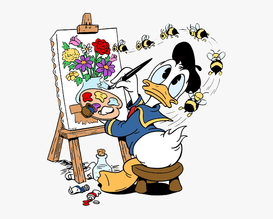 Donald Duck Doing Art, Transparent Clipart