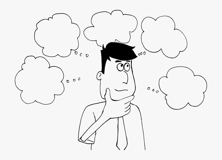 Jpg Royalty Free Download Multiple Thoughts Man Line - Person With Thought Bubbles, Transparent Clipart