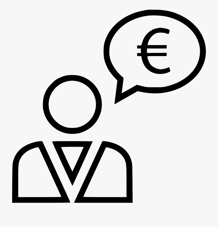 Business Man Talking Thinking Money Euro Currency Svg - Man Thinking Of Money Icon, Transparent Clipart