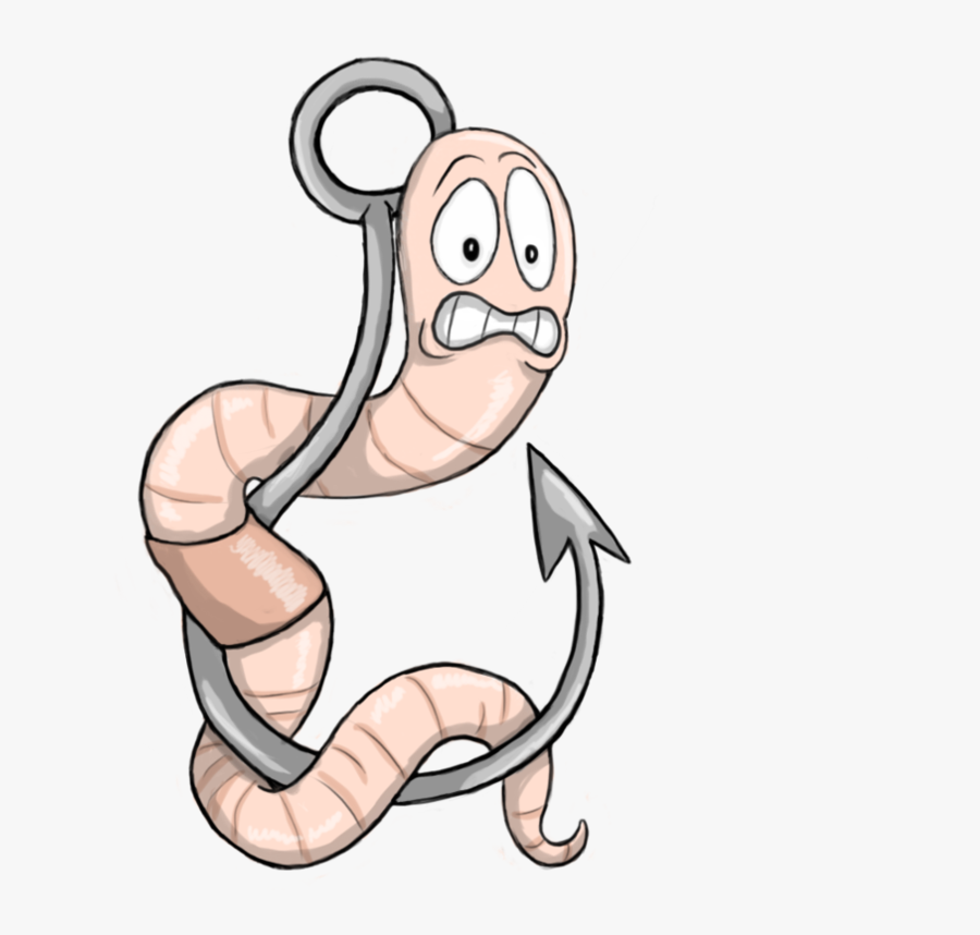 Transparent Intestines Png - Worm On A Fishinghook, Transparent Clipart