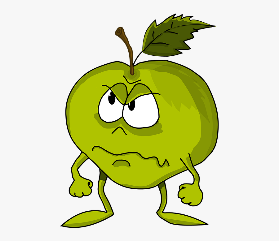 Apple With A Worm Clipart - Sour Apple Cartoon, Transparent Clipart