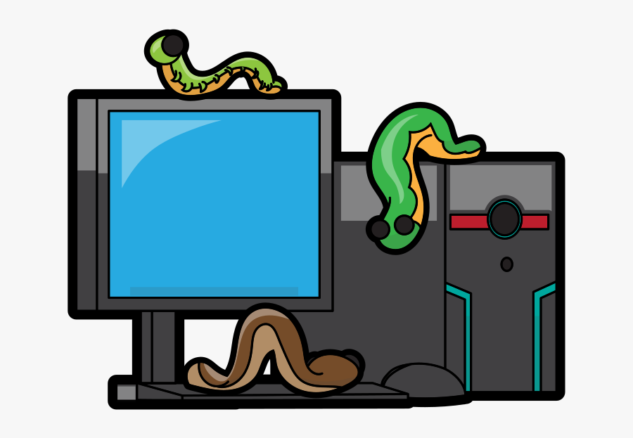 Cartoon Desktop Infected By Worms Clipart , Png Download - Computer Worms, Transparent Clipart