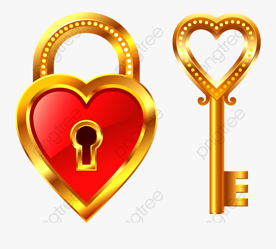 Transparent Lock Clipart - Heart Lock And Key Png, Transparent Clipart