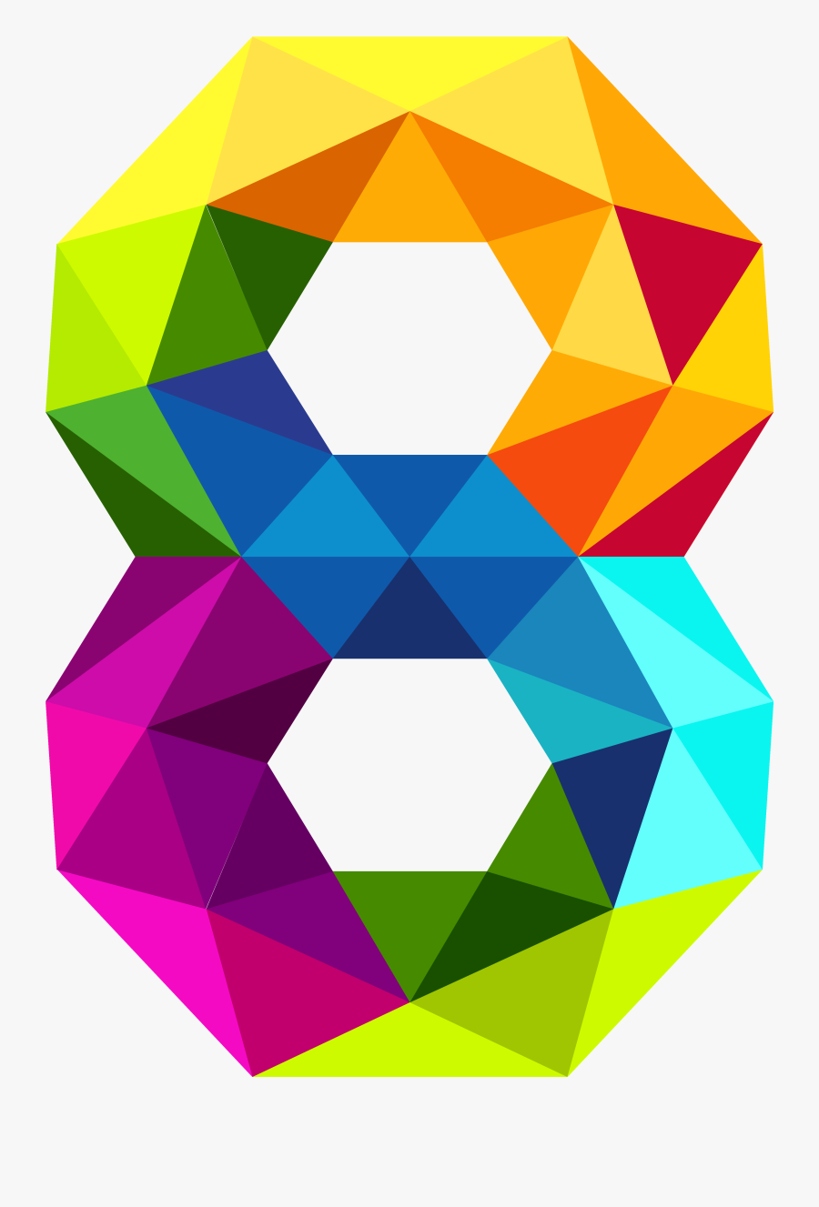 Colourful Triangles Number Eight Png Clipart Image - Colourful Triangles Number Eight, Transparent Clipart